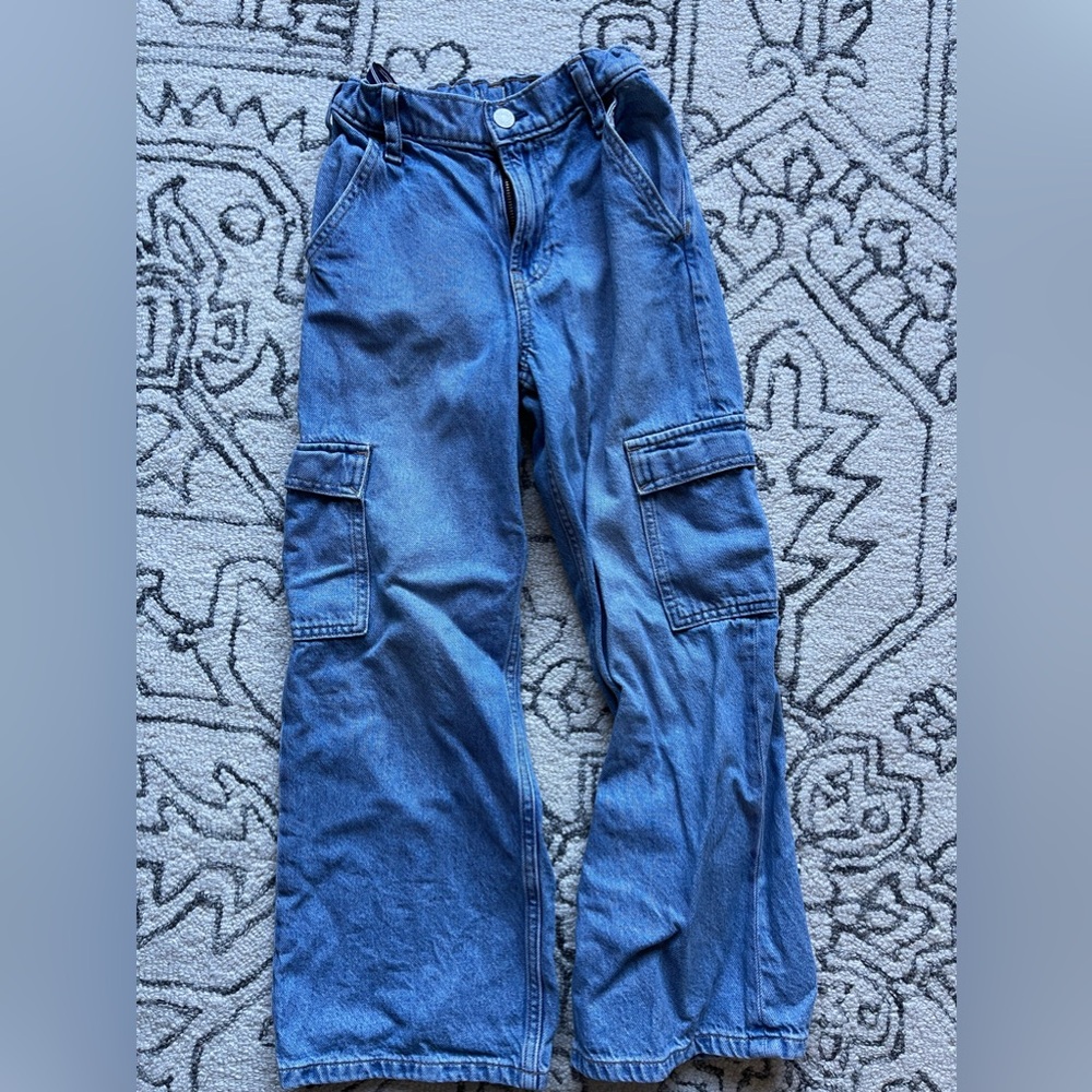 Gap kids girls cargo bootcut size 8 jeans adjustable waist